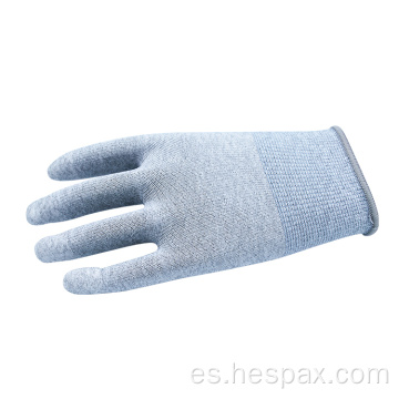 Guantes de ESD de ESD de PU sin poliéster Hespax 13g sin DMF